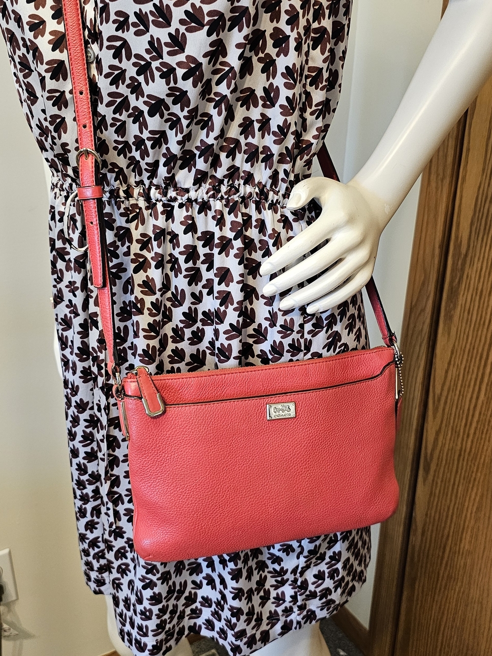 Coach Coral Pink Pebble Leather Crossbody Bag - Picture 1 of 16